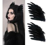 1 paio di fermagli per capelli con piume nere a forma di ali d'angelo, accessori per capelli per cosplay, cigno, corvo, spettacolo, costume per feste di Halloween