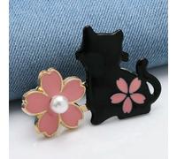 1 paio di fermagli per pantaloni regolabili senza cuciture, a forma di gatto, con fibbie per jeans, pantaloni e gonne, adatti per ridurre la vita, con bottone automatico - gatto nero