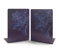 1 paio di fermalibri in metallo viola a forma di giglio per scaffali, antiscivolo, a forma di L, fermalibri decorativi a forma di L, per libreria, casa, scuola, ufficio, biblioteca