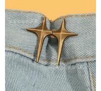 1 paio di fibbie per cintura, bottoni decorativi con fibbia per cintura a forma di stella, senza cuciture, bottone staccabile per la regolazione della vita - Ottone
