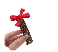 1 paio di filo telefonico Bowknot anello for capelli for donna ragazza alta corda elastica for la testa coda cavallo elastici for accessori for(Red)