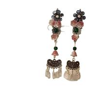 1 paio di forcine per capelli rosa fatte a mano con fiore di loto, stile cinese retrò Hanfu, fermaglio per capelli con perle, elegante accessorio per capelli da donna, forcina tradizionale fatta a