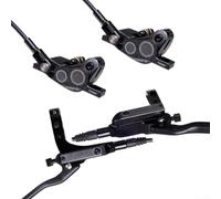 1 paio di freni a disco olio per bicicletta, set di freni a disco idraulici per mountain bike, con pinze a quattro pistoni e azionamento a pressione dell'olio, per tubi anteriori e posteriori (nero)