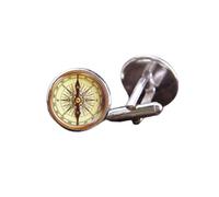 1 Paio Di Gemelli Bussola Vintage Camicia Francese Da Uomo Gemelli