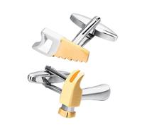 1 paio di gemelli da camicia da uomo placcati in argento con borchie a forma di sega, per feste di matrimonio aziendali