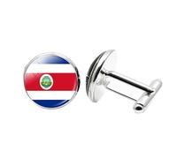 1 paio di gemelli da uomo con bandiera del Costa Rica, gemelli per compleanno, anniversario, matrimonio, regalo aziendale, con scatola portagioie, Misura unica, Vetro, Nessuna pietra preziosa