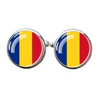 1 paio di gemelli da uomo con bandiera della Romania, gemelli a forma di aeroplano, per compleanno, anniversario, matrimonio, regalo aziendale, con scatola portagioie, Misura unica, Vetro, Nessuna
