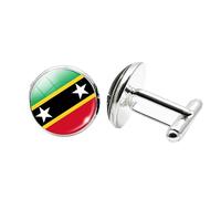1 paio di gemelli da uomo con bandiera di Saint Kitts e Nevis, gemelli a forma di aeroplano, per compleanno, anniversario, matrimonio, regalo aziendale, con scatola portagioie, Misura unica, Vetro