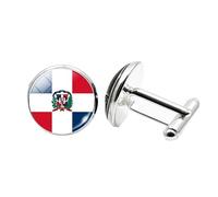 1 paio di gemelli da uomo con bandiera dominicana, gemelli per aereo, compleanno, anniversario, matrimonio, regalo aziendale, con scatola portagioie, Misura unica, Vetro, Nessuna pietra preziosa
