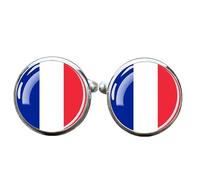 1 paio di gemelli da uomo con bandiera francese, gemelli per aereo, compleanno, anniversario, matrimonio, regalo aziendale, con scatola portagioie, Misura unica, Vetro, Nessuna pietra preziosa