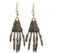 1 paio di gioielli di Halloween regalo scheletro mano ragno ciondolo ciondola gli orecchini a gancio antico zampa d'oro nuovo rilasciatoUtile e alla moda