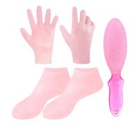 1 Paio Di Guanti, 1 Paio Di Guanti Di Gomma, 1 Pezzo Di Detergente Per I Piedi, Calzini E Guanti Idratanti In Silicone, Abito Rosa, Set Per La Cura Delle Mani E Dei Piedi