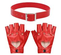 1 Paio di Guanti A Cuore Avvolto E Collare da 1 Pezzi, Guanti in Pelle Pu, Guanti in Stile Punk, Accessori per Costumi per Prestazioni in Scena.