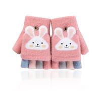 1 paio di guanti da coniglio per bambini, senza dita, guanti rosa, guanti da cartoni animati per ragazze, caldi guanti pieghevoli, adatti per l'inverno, Colore: rosa., Extra breit
