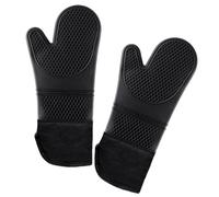 1 paio di guanti da cucina in silicone, guanti antiscivolo, guanti da forno resistenti al calore, guanti da cucina impermeabili, adatti da indossare durante la cottura, la cottura, ecc. (nero).