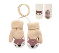 1 Paio Di Guanti Di Volpe, 1 Paio Di Calzini Termici Di Volpe, Set Termico Per Bambini, Calzini Interni Antiscivolo, Guanti Termici Carinissimi Cartoni Animati