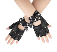 1 paio di guanti in pelle punk, guanti in pelle senza dita, guanti borchiati neri, guanti gonna senza dita, guanti gotici neri con borchie