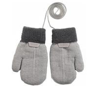 1 paio di guanti invernali caldi per bambini, guanti a maglia con corda, fodera interna in pile, per bambini da 1 a 3 anni, per bambini e bambine
