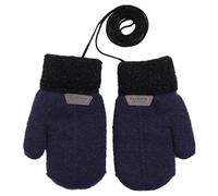 1 paio di guanti invernali caldi per bambini, guanti a maglia con corda, fodera interna in pile, per bambini da 1 a 3 anni, per bambini e bambine