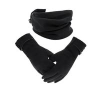 1 paio di guanti invernali da donna, 1 foulard, guanti in pelle scamosciata, touch screen e guanti da ciclismo antiscivolo, antivento e caldi, adatti per sci e attività all'aperto (nero), Nero , no