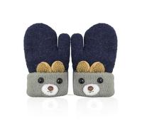 1 paio di guanti invernali in peluche spessi, graziosi guanti invernali a maglia per bambini di età compresa tra 0 e 3 anni, resistenti al freddo (blu marino), Blu mare, 12*7cm