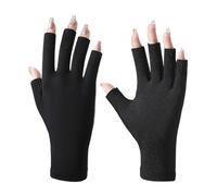 1 paio di guanti protettivi per manicure, guanti anti-UV, guanti a mezze dita in seta di ghiaccio, guanti da sole antiscivolo, adatti per illuminazione manicure, per evitare l'annerimento (nero)