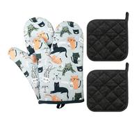 1 paio di guanti resistenti al calore per pentole, 2 tamponi isolanti per pentole, guanti resistenti alle ustioni e antiscivolo per microonde, guanti protettivi antiscottatura e antiscivolo per forni