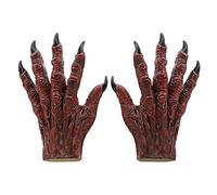1 paio di guanti scheletro raccapriccianti Laxte teschio gotico triste mietitore guanti pelosi lupo mannaro guanti costume di Halloween festa cosplay mostro mani abiti horror ossa guanti vestire