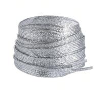 1 Paio Di Lacci Piatti Brillanti E Glitterati Con Punte In Metallo Oro E Argento, Adatti Per scarpi sportivi, Scarpe Sportive E Casual Da Donna, E Lacci Per Scarpe Bianco Perla A Due Strati E Colorati