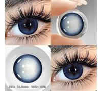 1 paio di lenti a contatto blu per gli occhi, lenti a contatto di colore blu per uso di trucco, diametro 14,5 mm, adatte per un anno per ingrandire gli occhi Idrogel