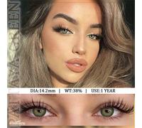 1 paio di lenti a contatto colorate EYESHARE per uno sguardo naturale, lenti nere, trucco per gli occhi, lenti a contatto morbide e colorate grigie, marroni, verdi, diametro 14,2 mm, uso annuale Idrog