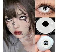 1 Paio Di Lenti A Contatto, Disponibili In Bianco, Nero E Rosso, Adatte Per Il Cosplay. Texture Morbida, Possono Essere Utilizzate Come Decorazione Del Trucco Per Occasioni Speciali. Adatte Per Il Cos