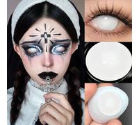 1 Paio di Lenti a Contatto, Disponibili in Bianco, Nero e Rosso, Adatte per il Cosplay. Texture Morbida, Possono Essere Utilizzate come Decorazione per il Trucco in Occasioni Speciali. Adatte per Cost