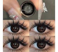 1 Paio Di Lenti A Contatto Nere Per Il Trucco Degli Occhi Che Allargano Gli Occhi, Utilizzabili Annualmente, Con Diametro Di 14,5mm, Adatte Per Appuntamenti Quotidiani, Festival Estivi, Feste, Eventi 