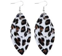 1 paio di leopardo stampato a doppio strato retrò in pelle retrò goccia orecchini boho grande affermazione ganci auricolari lacrima
