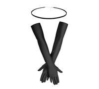 1 Paio di Lunghi Guanti di Raso E 1 Pezzo di Catena Idiota, Accessori in Stile retrò, Guanti Elasticizzati, Accessori per Abiti, Adatti per Feste, Matrimoni, Balli.