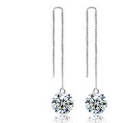 1 paio di moda zirconi placcati argento ciondolo oscillano lunghi orecchini linea lunga catena orecchini cristallo filo nappa orecchini gioielli regalo per le donne