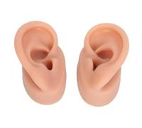 1 paio di modelli di orecchio in silicone, orecchio finto flessibile sinistro e destro, stampo realistico per orecchini per esercizi di piercing, strumento didattico per agopuntura (Pelle scura)