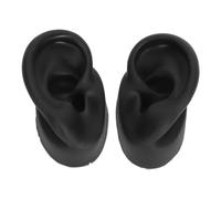 1 paio di modelli di orecchio in silicone, orecchio finto flessibile sinistro e destro, stampo realistico per orecchini per esercizi di piercing, strumento didattico per agopuntura (Nera)