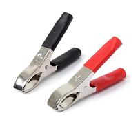 1 paio di morsetti a coccodrillo da 30 A, isolati a coccodrillo, morsetti per batteria auto, pinze per batteria per cavi di avviamento, rosso e nero