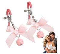 1 paio di morsetti per capezzoli, clip per capezzoli con fiocco a campana regolabile, clip per corpo in lega, clip per catena per corpo carina non perforante con fiocco e campanella per corpo, clip pe