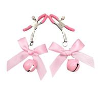 1 paio di morsetti per capezzoli, clip per capezzoli regolabili con fiocco a campana, clip per il corpo in lega, clip per catena per il corpo carina non perforante con fiocco e campanella per clip dec