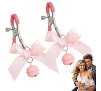 1 paio di morsetti per capezzoli regolabili clip per capezzolo campana clip in lega di corpo in lega catena del grazioso con bowknot e campana per decorativo