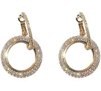 1 Paio di Orecchini a Bottone a Cerchio con pavé di Diamanti, cerchietti a Doppio pavé di Moda, Orecchini a Cerchio Lucidi, Gioielli per Feste di Nozze, Regalo per Donne, Ragazze, Oro Nice Processing