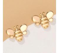 1 paio di orecchini a bottone con insetti a forma di ape in acciaio inossidabile placcati in oro, carini e interessanti per bambini, gioielli versatili per la vita quotidiana, feste di strada e occasi