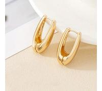 1 Paio di orecchini a cerchio a goccia in oro, caratterizzati da linee fluide che delineano una forma 3D, finitura metallica liscia, design minimale ma elegante, adatto a vari stili, perfetto per uso 