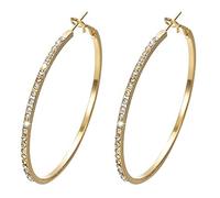 1 paio di orecchini a cerchio con grandi strass, orecchini a cerchio da donna, gioielli alla moda abbinabili, orecchini a cerchio scintillanti da 5,6 cm, per feste e compleanni