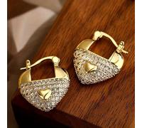 1 paio di orecchini a cerchio da donna alla moda con squisita zirconia sintetica intarsio a forma di cuore, perfetti per feste e abbigliamento casual regalo per la fidanzata