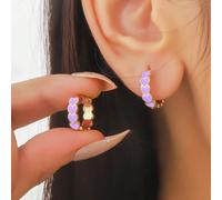 1 Paio Di Orecchini A Cerchio Minimalisti Alla Moda E Delicati Con Cuore A Goccia Viola, Regalo Di Gioielli Unici Per Ragazze, San Valentino, Feste Tagli UnicaRame