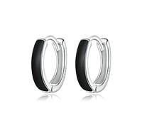 1 paio di orecchini a cerchio neri in argento for donna, in sterling 925, con gocce smalto e gioielli da festa
